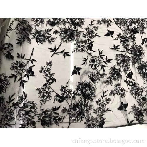 100% Polyester Flocking Flocked Woven Voile Abaya Fabric